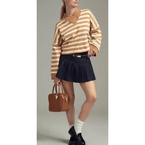 Maeve Anthropologie Striped Boxy Oversized V Neck Women’s Top Size XL - Picture 11 of 11